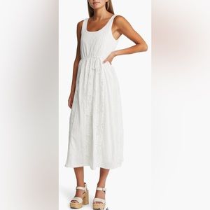 Adelyn Rae White Vivian Lace Inset Cotton Maxi Dress Size Large NWOT